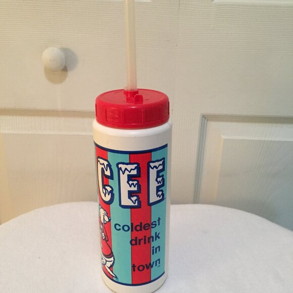 Vintage Icee Water Bottle Screw Top With Straw Coldest Drink In Town - Picture 1 of 5